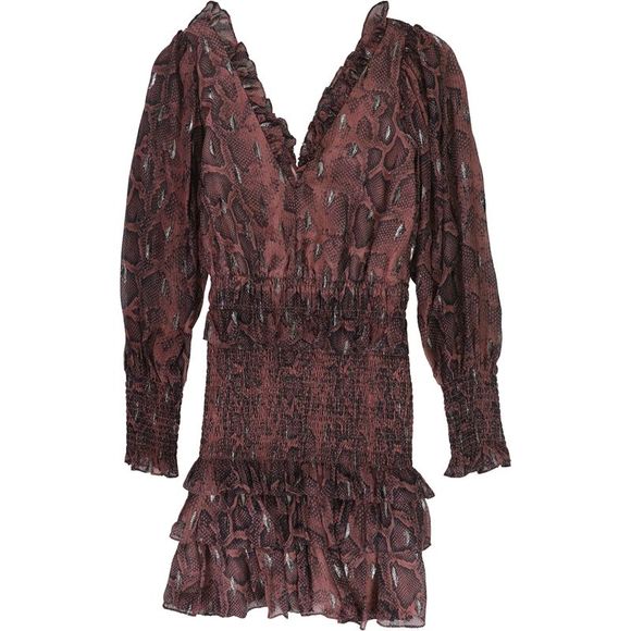 Rebecca Taylor Dresses & Skirts - Rebecca Taylor Womens Snake-Print Drop Waist Ruffled Dress, Purple, NWT